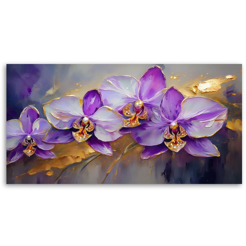 Lærredsbillede Feeby 120x60 cm Malede orkideer lilla blomster 1 stk.