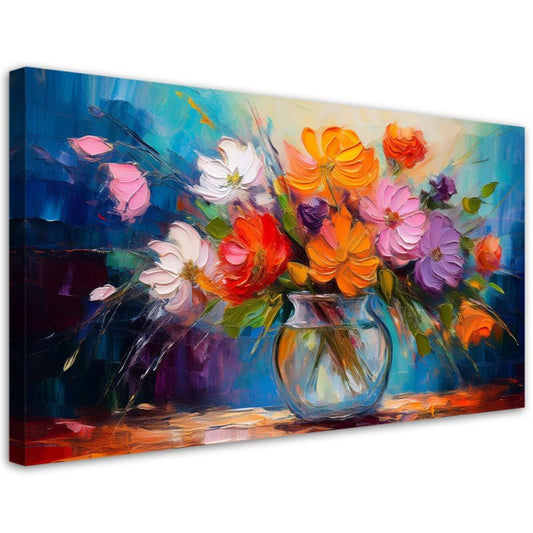 Lærredsbillede Feeby 120x60 cm Malet Blomsterbuket i Vase 1 stk.