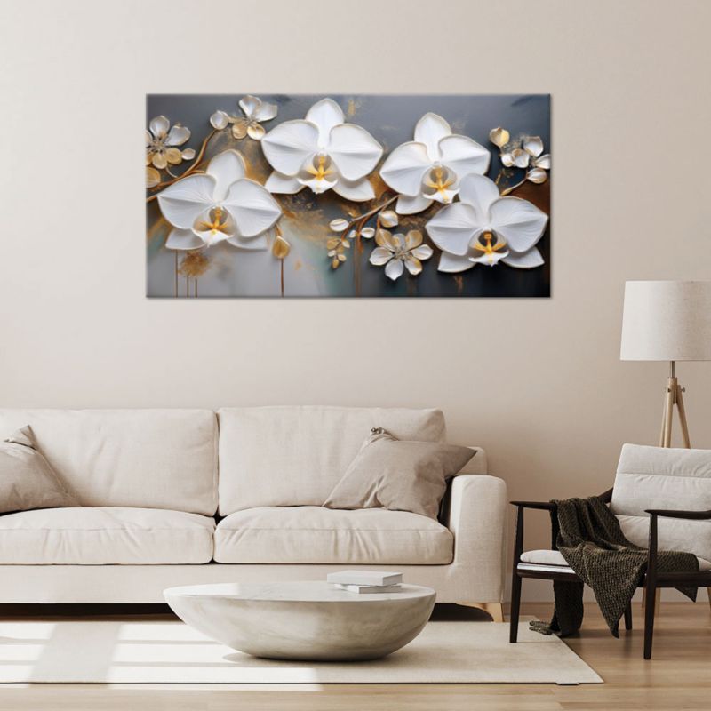 Lærredsbillede Feeby 120x60 cm Orchidé Hvid Blomst Abstraktion 1 stk.