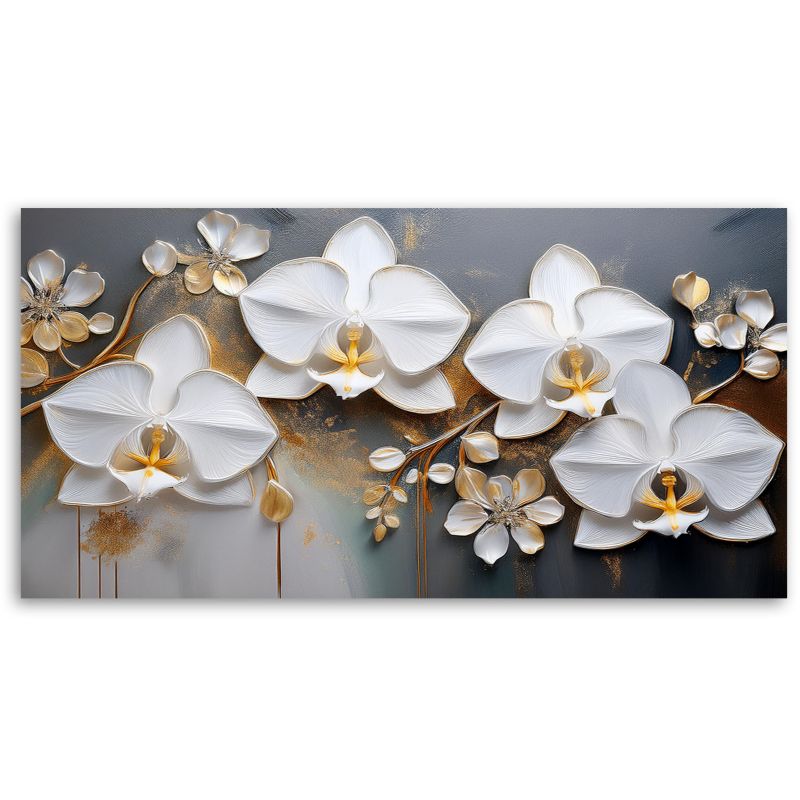 Lærredsbillede Feeby 120x60 cm Orchidé Hvid Blomst Abstraktion 1 stk.