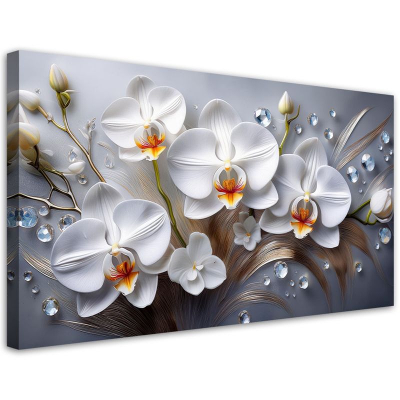 Lærredsbillede Feeby 120x60 cm Orchidé Blomst Hvid 3D Malet 1 stk.