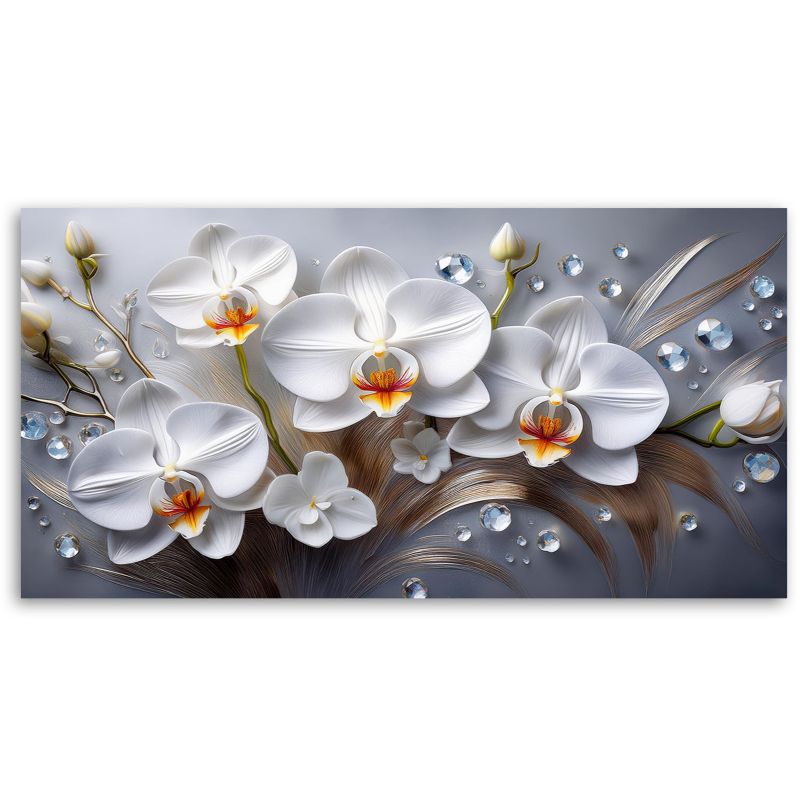 Lærredsbillede Feeby 120x60 cm Orchidé Blomst Hvid 3D Malet 1 stk.
