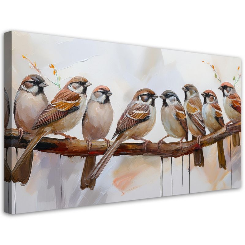 Lærredsbillede Feeby 120x60 cm Fugle på Gren Brun 1 stk.