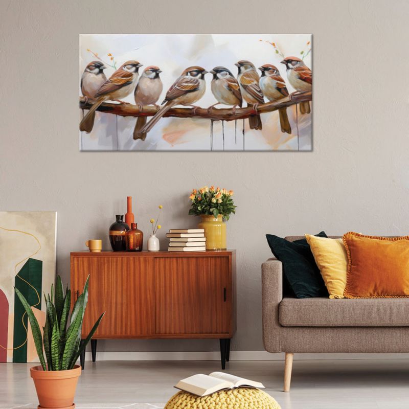 Lærredsbillede Feeby 120x60 cm Fugle på Gren Brun 1 stk.