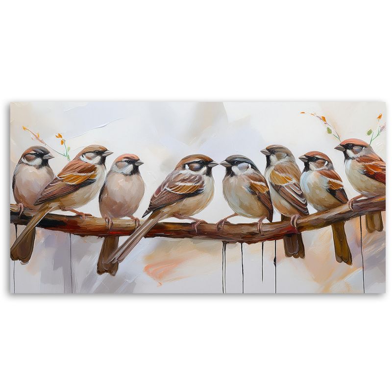 Lærredsbillede Feeby 120x60 cm Fugle på Gren Brun 1 stk.