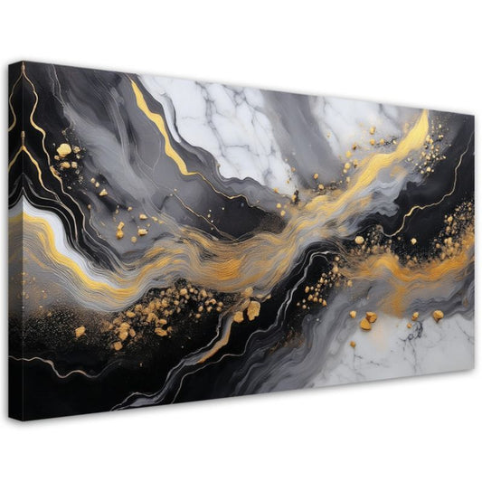 Lærredsbillede Feeby 80x40 cm Abstrakt Marmor Guld Sort 1 stk.