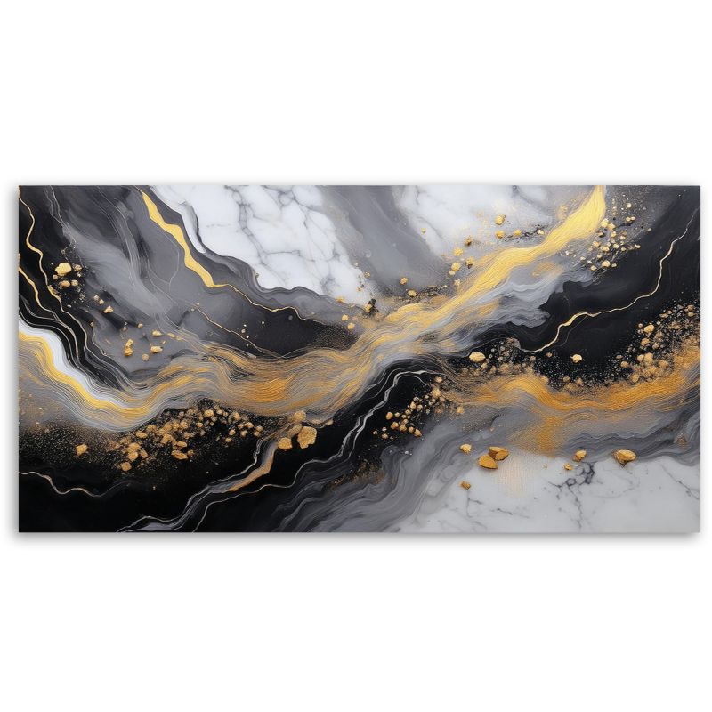 Lærredsbillede Feeby 80x40 cm Abstrakt Marmor Guld Sort 1 stk.