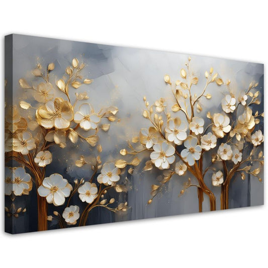 Canvasbillede Feeby 80x40 cm Træ Magnolia Abstraktion Guld 1 stk.