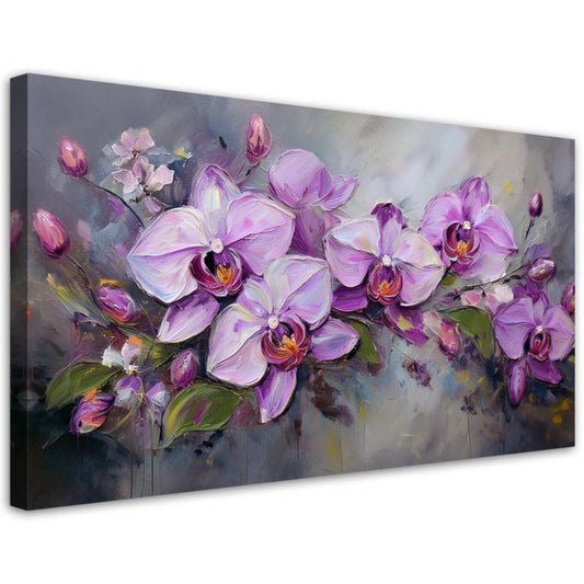Lærredsbillede Feeby 80x40 cm Orchidé Lilla Blomsterkomposition 1 stk.