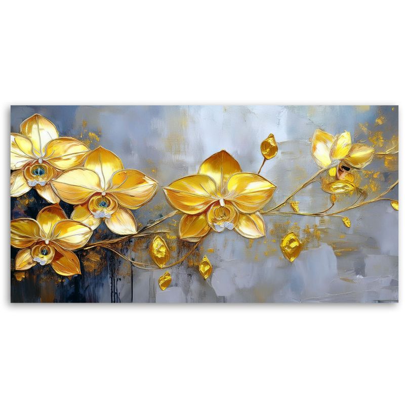 Lærredsbillede Feeby 80x40 cm Guldorkideer Blomster Glamour 1 stk.
