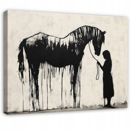 Vægdekoration på lærred WALLARENA 100 x 70 cm til soveværelse, stue og køkken – abstrakt Banksy-motiv, 1 stk.