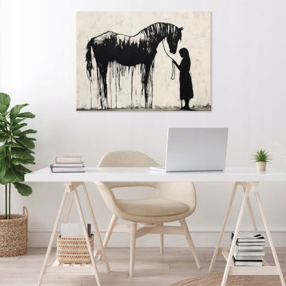 Vægdekoration på lærred WALLARENA 100 x 70 cm til soveværelse, stue og køkken – abstrakt Banksy-motiv, 1 stk.