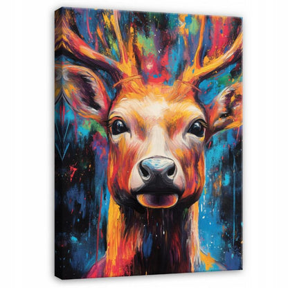 Vægdekoration på lærred WALLARENA 100 x 70 cm til soveværelse, stue og køkken – abstrakt hjort, 1 stk.