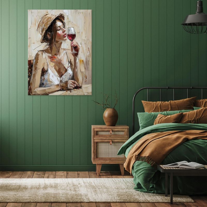 Canvasbillede WALLARENA 100 x 70 cm til stue, soveværelse og køkken - Kvinde med hat, 1 stk.