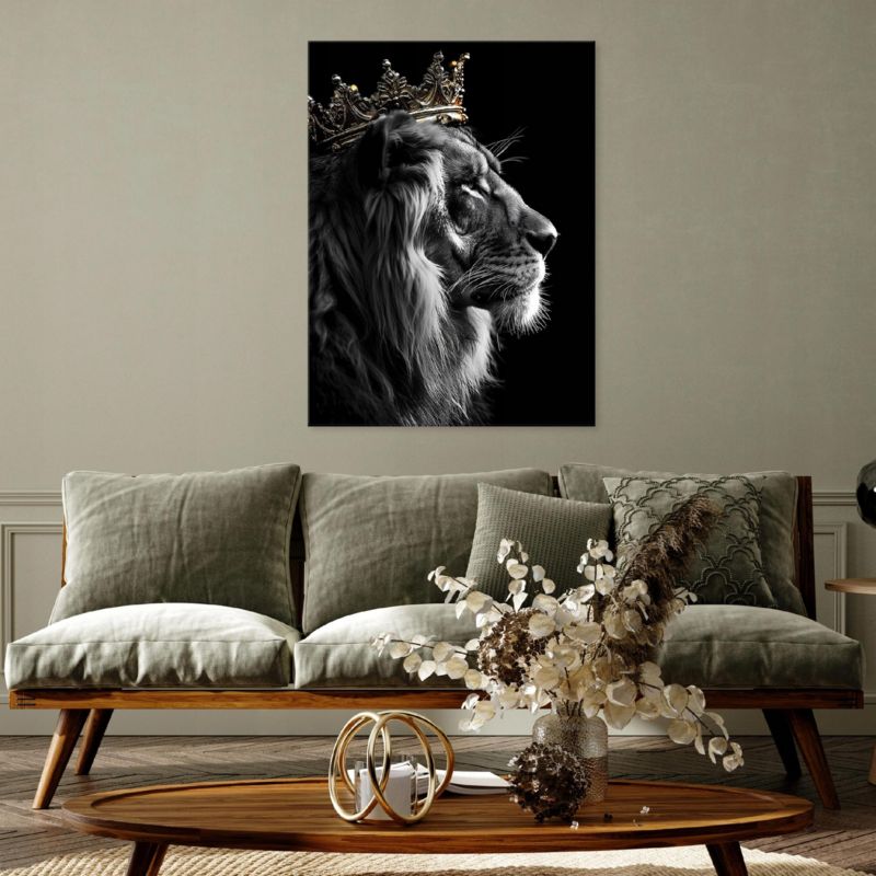 Canvasbillede WALLARENA 100x70 cm til stue, soveværelse og køkken - Løve, motiverende design, 1 stk.
