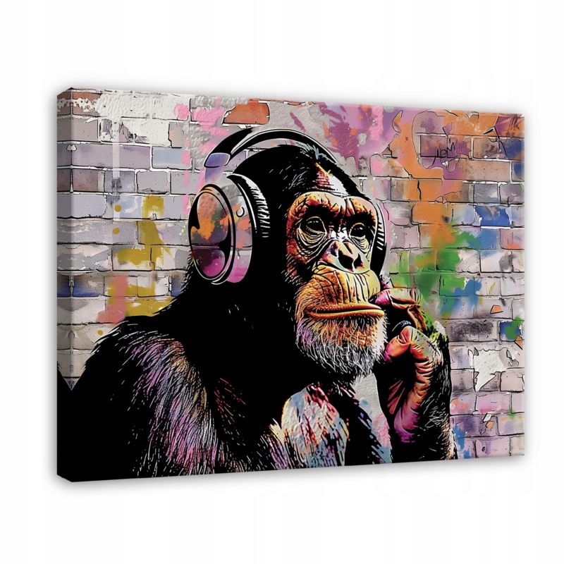 Vægmaleri på lærred WALLARENA 100x70 cm til soveværelse og stue abstrakt Banksy 1 stk.