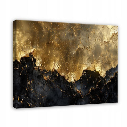 Vægmaleri på lærred WALLARENA 100x70 cm til soveværelse og stue abstrakt guld 1 stk.