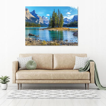 Vægmaleri på lærred WALLARENA 120x80 cm til stue, soveværelse, køkken - bjerge, natur, sø - 1 stk.