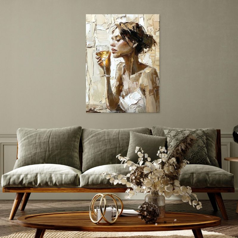 Canvasbillede WALLARENA 120x80 cm til stue, soveværelse og køkken, kvinde, beige, 1 stk.