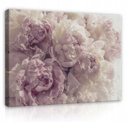 Vægmaleri på lærred WALLARENA 120x80 cm til stue, soveværelse og køkken med blomster og pæoner, 1 stk.