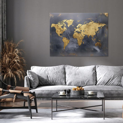 Vægmaleri på lærred WALLARENA 120x80 cm til stue, soveværelse og køkken - Verdenskort, 1 stk.