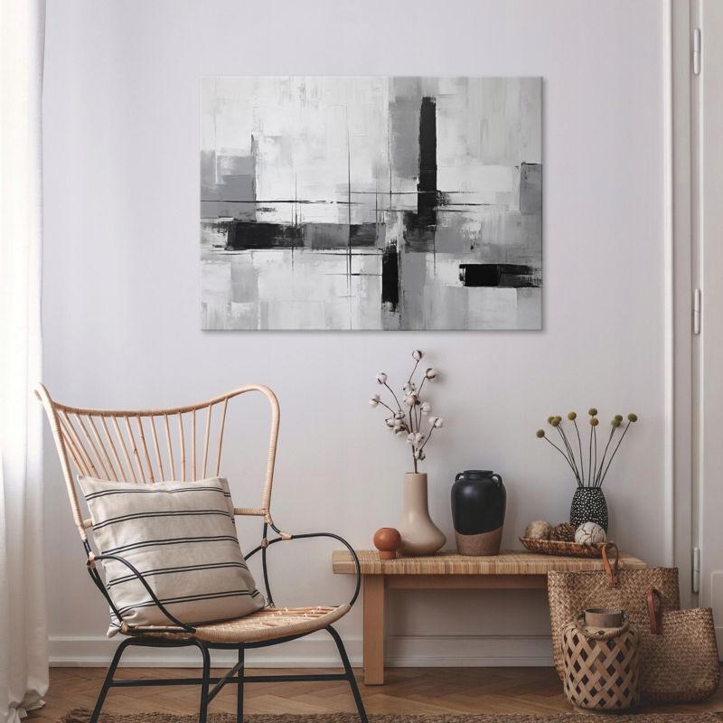 Vægmaleri på lærred WALLARENA 120 x 80 cm til soveværelse og stue abstrakt grå 1 stk.