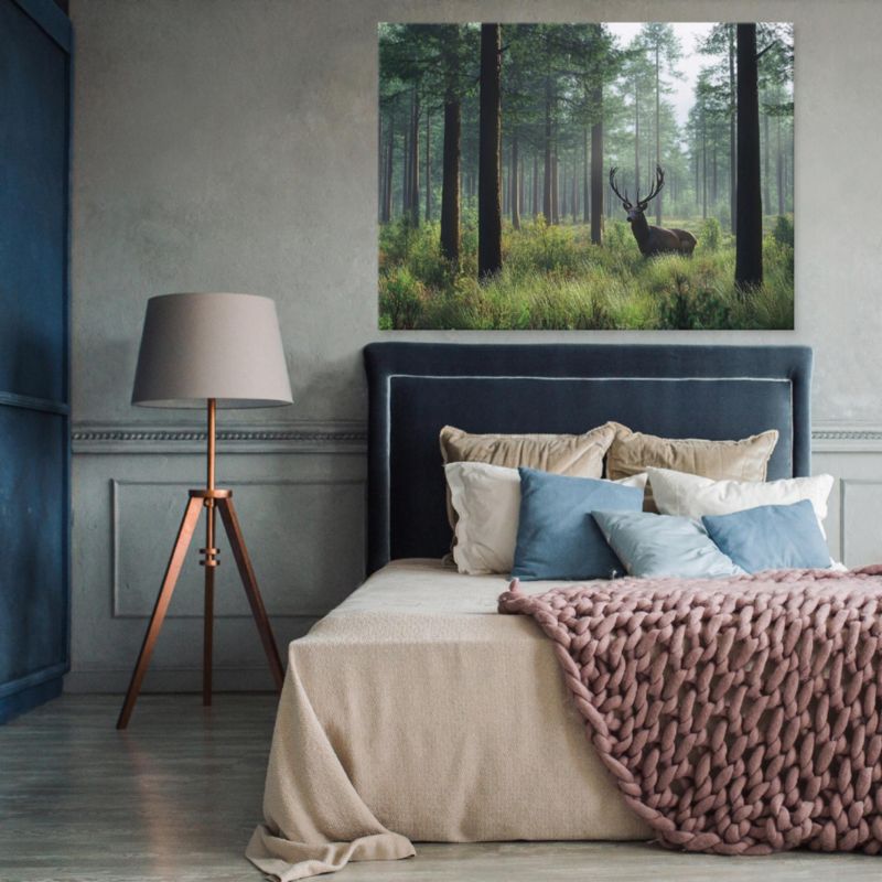 Vægmaleri på lærred WALLARENA 120x80 cm til soveværelse og stue - Hjort naturmotiv, 1 stk.