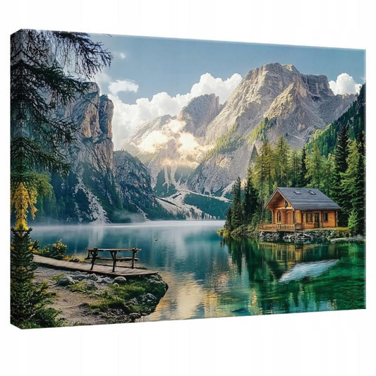 Vægmaleri på lærred WALLARENA 120x80 cm til soveværelse, stue og køkken - Bjerge og natur, 1 stk.