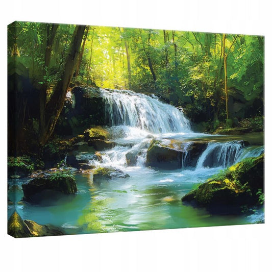 Canvasbillede WALLARENA 120x80 cm til soveværelse, stue og køkken - Vandfald natur, 1 stk.