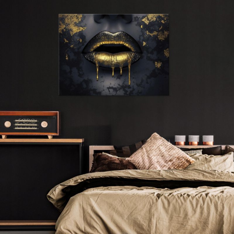 Canvasbillede WALLARENA 120x80 cm til soveværelse og stue - Læber abstrakt kvinde, 1 stk.