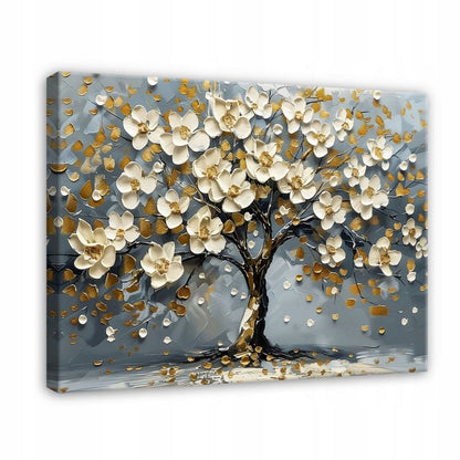 Vægmaleri på lærred WALLARENA 12x80 cm til stue, soveværelse, køkken - Livets træ med blomster, 1 stk.