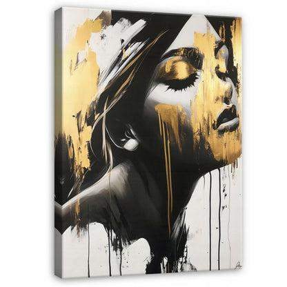 Vægmaleri på lærred WALLARENA 60 x 40 cm til stue, soveværelse og køkken – abstrakt kvinde glamour, 1 stk.
