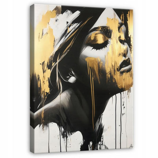 Vægmaleri på lærred WALLARENA 60 x 40 cm til stue, soveværelse og køkken – abstrakt kvinde glamour, 1 stk.
