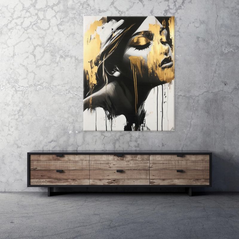 Vægmaleri på lærred WALLARENA 60 x 40 cm til stue, soveværelse og køkken – abstrakt kvinde glamour, 1 stk.