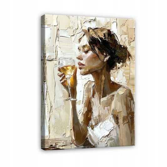 Canvasbillede WALLARENA 60x40 cm til stue, soveværelse og køkken - Kvinde, beige, 1 stk.