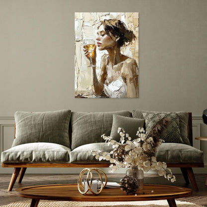 Canvasbillede WALLARENA 60x40 cm til stue, soveværelse og køkken - Kvinde, beige, 1 stk.