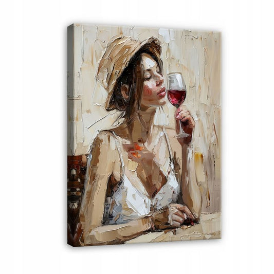 Canvasbillede WALLARENA 60 x 40 cm til stue, soveværelse og køkken - Kvinde med hat, 1 stk.