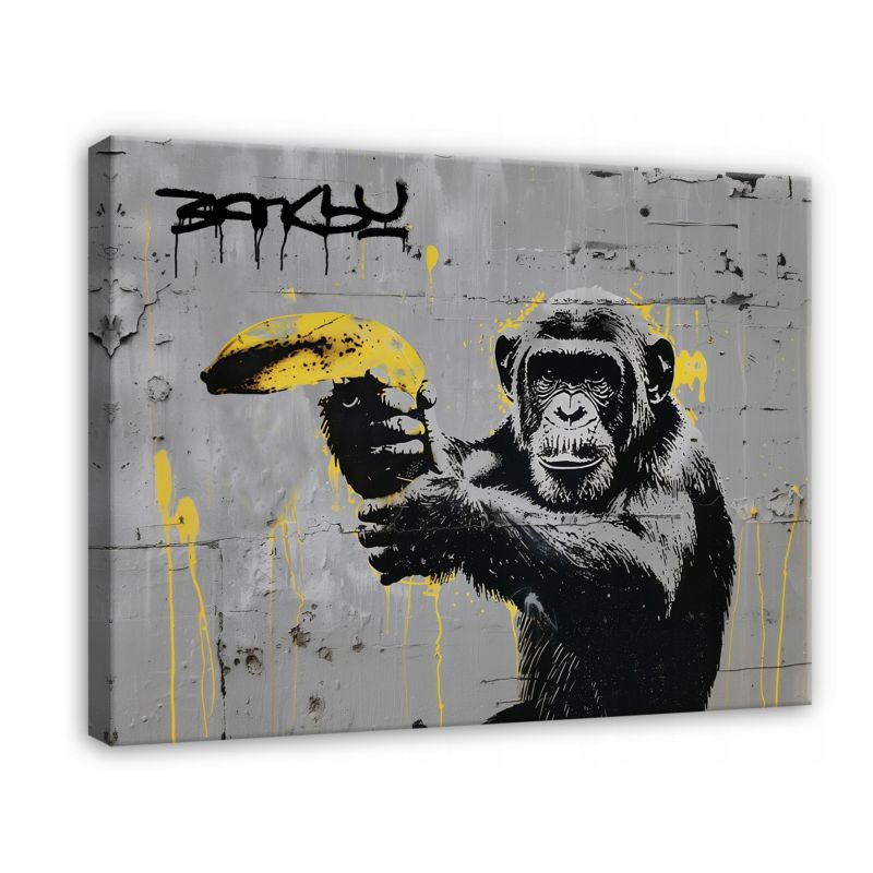 Vægmaleri på lærred WALLARENA 60x40 cm til soveværelse og stue Banksy abstraktion 1 stk.