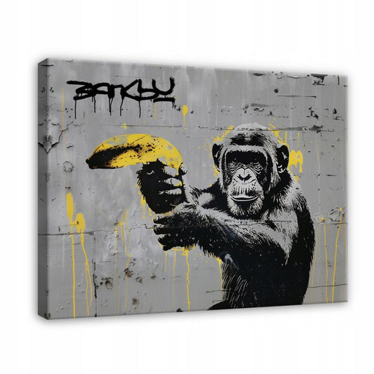 Vægmaleri på lærred WALLARENA 60x40 cm til soveværelse og stue Banksy abstraktion 1 stk.
