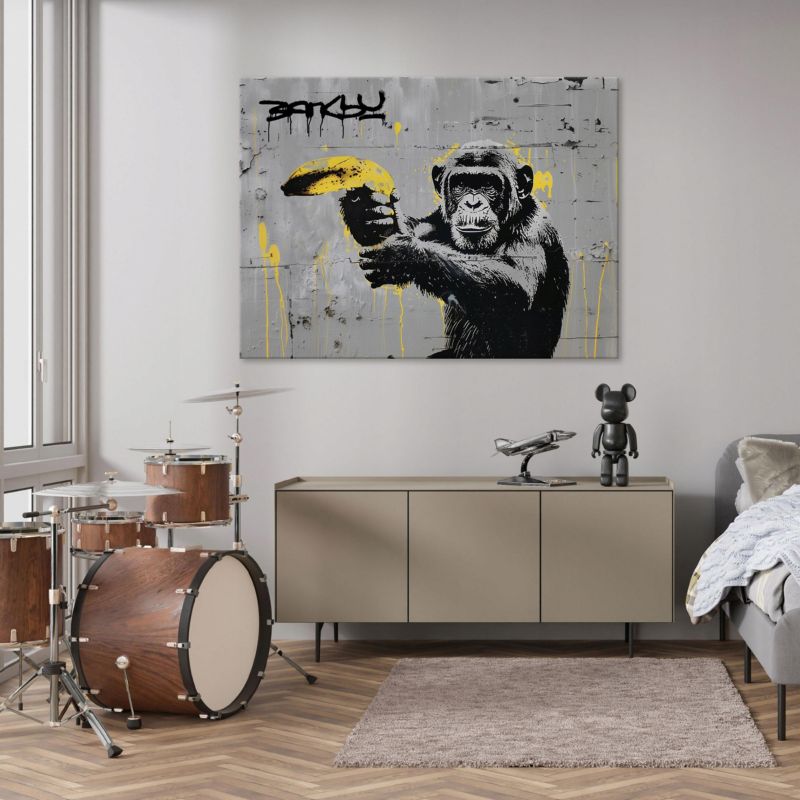 Vægmaleri på lærred WALLARENA 60x40 cm til soveværelse og stue Banksy abstraktion 1 stk.