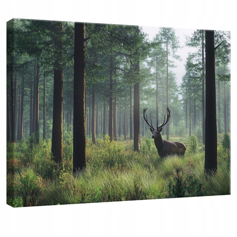 Vægmaleri på lærred WALLARENA 60 x 40 cm til soveværelse og stue - Hjort natur, 1 stk.