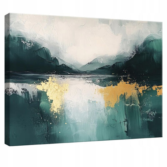 Vægmaleri på lærred WALLARENA 60 x 40 cm til soveværelse, stue og køkken – abstrakt guld, 1 stk.