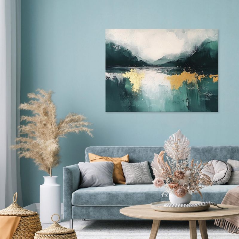 Vægmaleri på lærred WALLARENA 60 x 40 cm til soveværelse, stue og køkken – abstrakt guld, 1 stk.