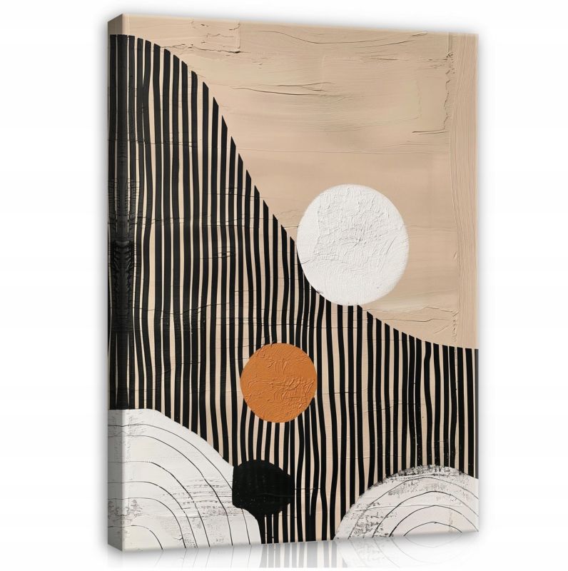 Canvasbillede WALLARENA 60 x 40 cm til soveværelse, stue og køkken i beige boho abstrakt design, 1 stk.