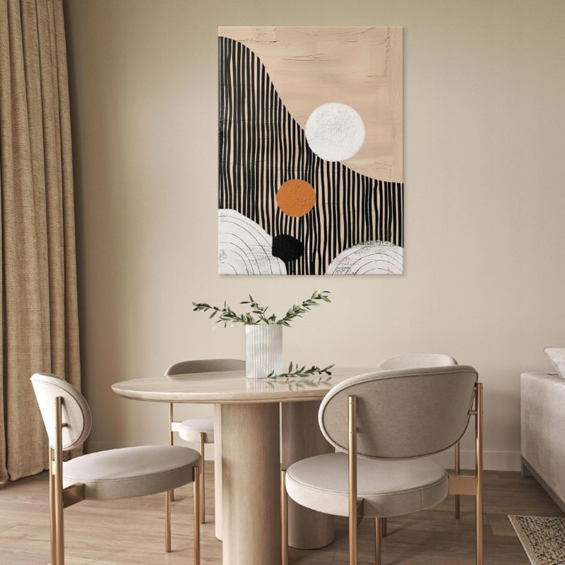 Canvasbillede WALLARENA 60 x 40 cm til soveværelse, stue og køkken i beige boho abstrakt design, 1 stk.