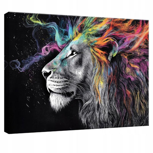 Canvasbillede WALLARENA 60 x 40 cm til soveværelse og stue, løve abstraktion, 1 stk.