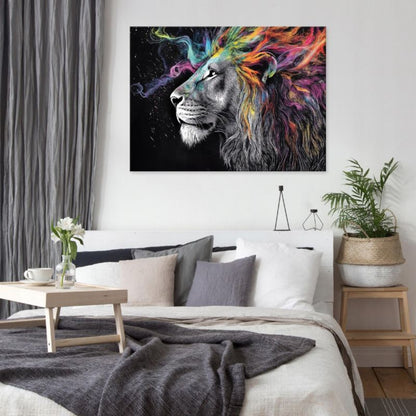 Canvasbillede WALLARENA 60 x 40 cm til soveværelse og stue, løve abstraktion, 1 stk.