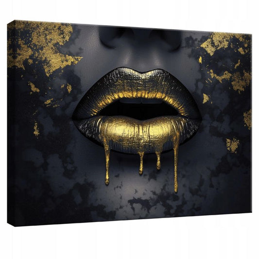 Canvasbillede WALLARENA 60 x 40 cm til soveværelse og stue - abstrakt kvindemotiv med læber, 1 stk.