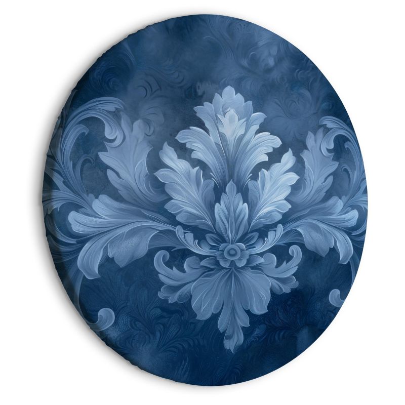 Ovalt billede Artgeist Blå ornament 40 x 40 cm italiensk lærred 1 stk