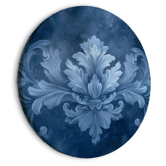 Ovalt billede Artgeist Blå ornament 40 x 40 cm italiensk lærred 1 stk